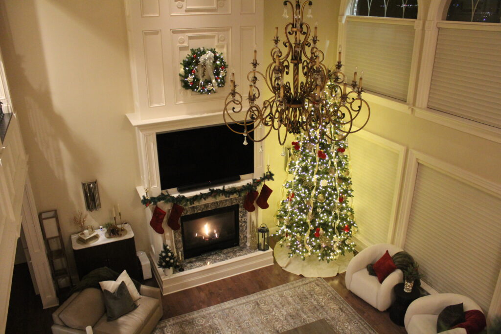 Christmas living room view from loft Christmas living room view from loft